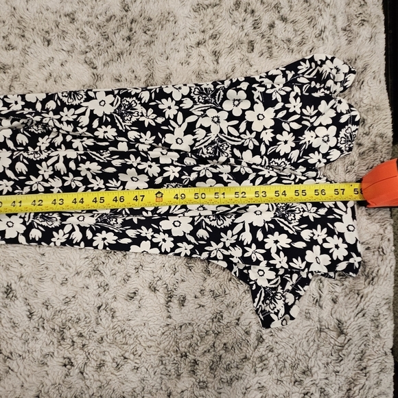 Eliza J SZ 6 Blue White Floral V-Neck Faux Wrap Belted Maxi Stretch Dress - Picture 10 of 10